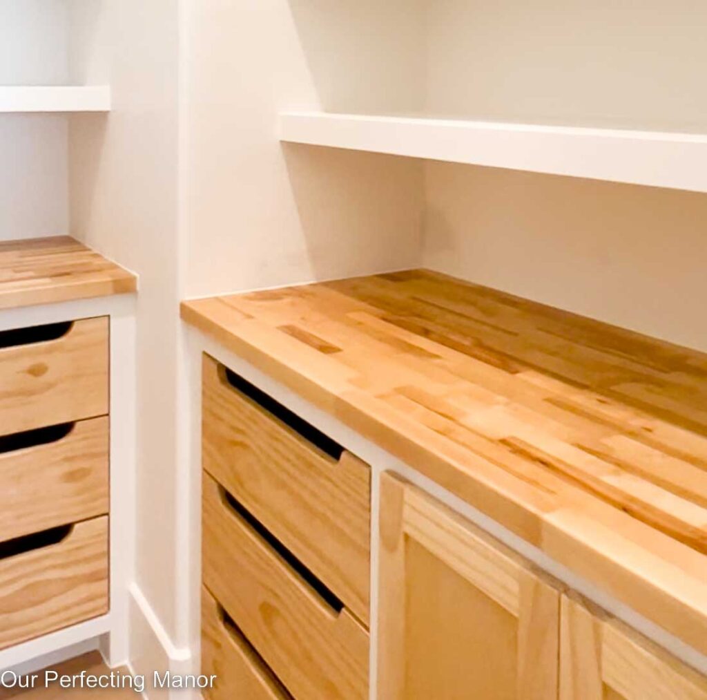 A Functional Pretty Organized Pantry Our Perfecting Manor   Pantry Butcher Block 2 1024x1013 