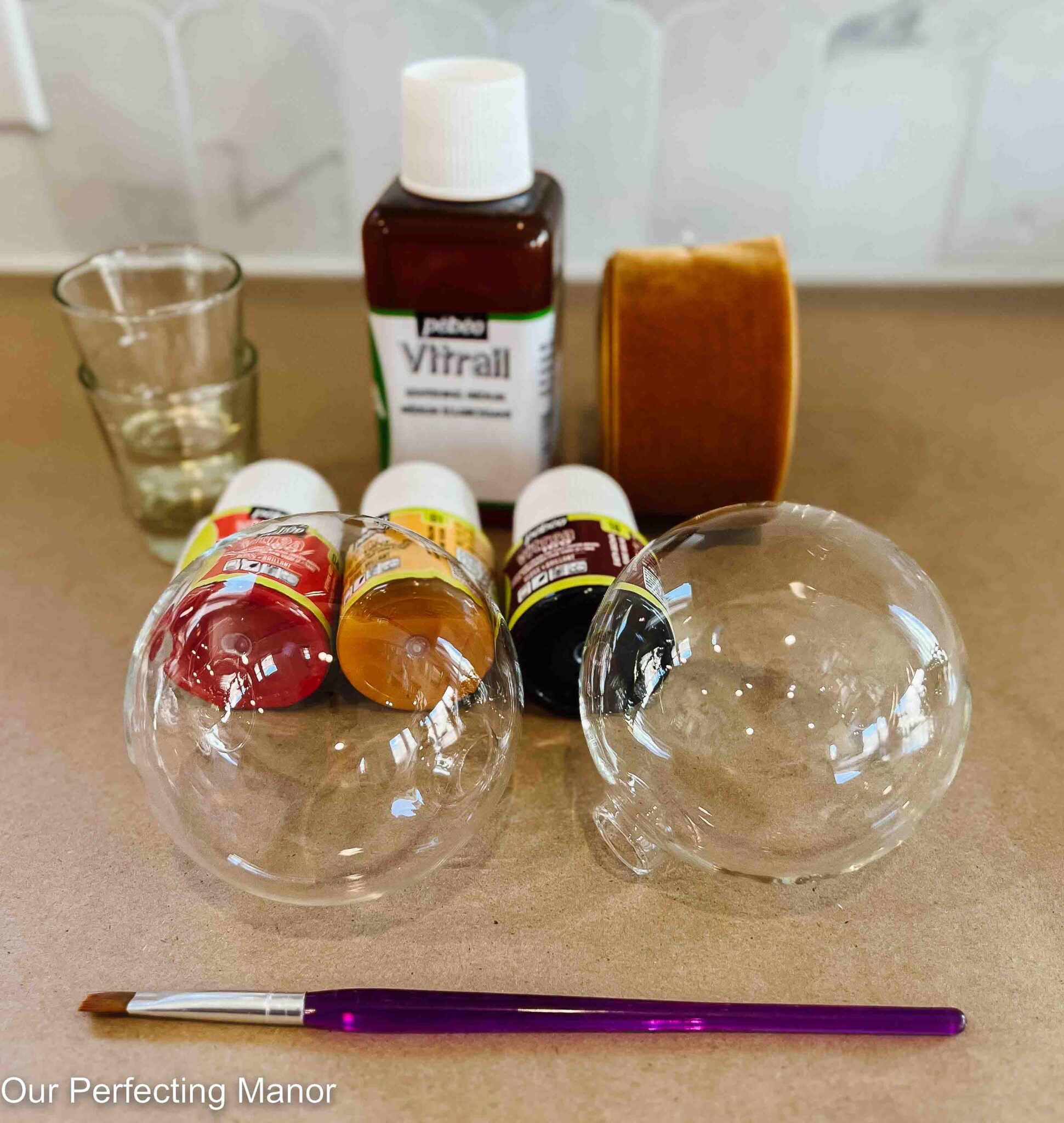 DIY Amber Glass Christmas Ornaments | Our Perfecting Manor